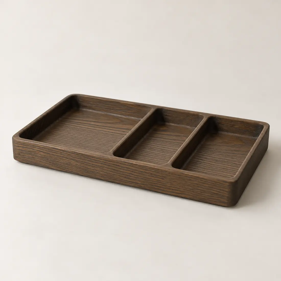 Axis Divided Key Tray in Smoked wood