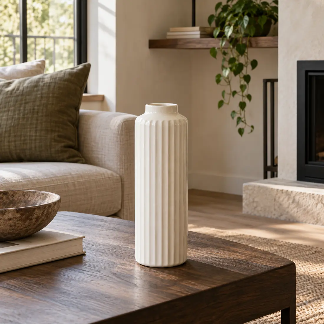 Column Bud Vase styled in a home setting