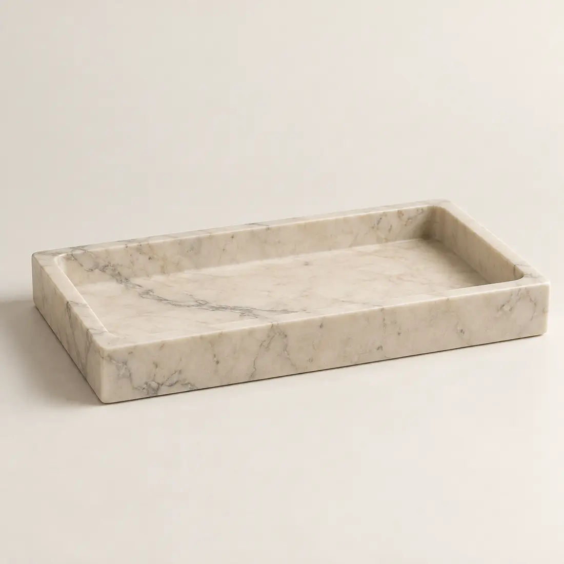 Quarry Marble Key Tray in Ivory veined