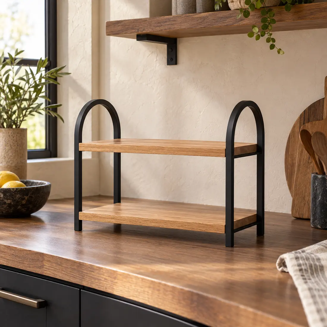 Arch Countertop Organizer styled in a home setting