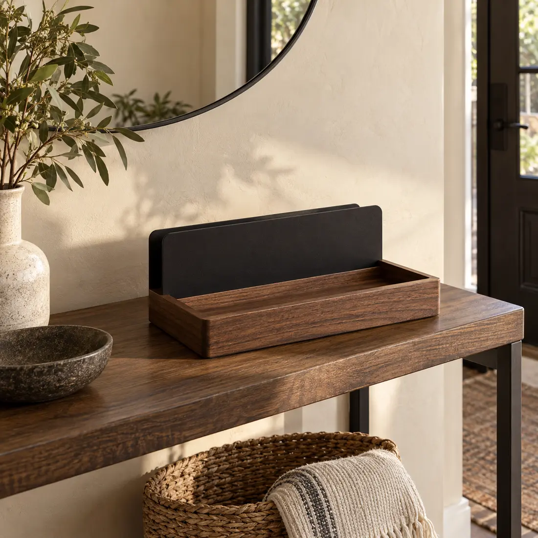 Dock Entryway Organizer styled in a home setting