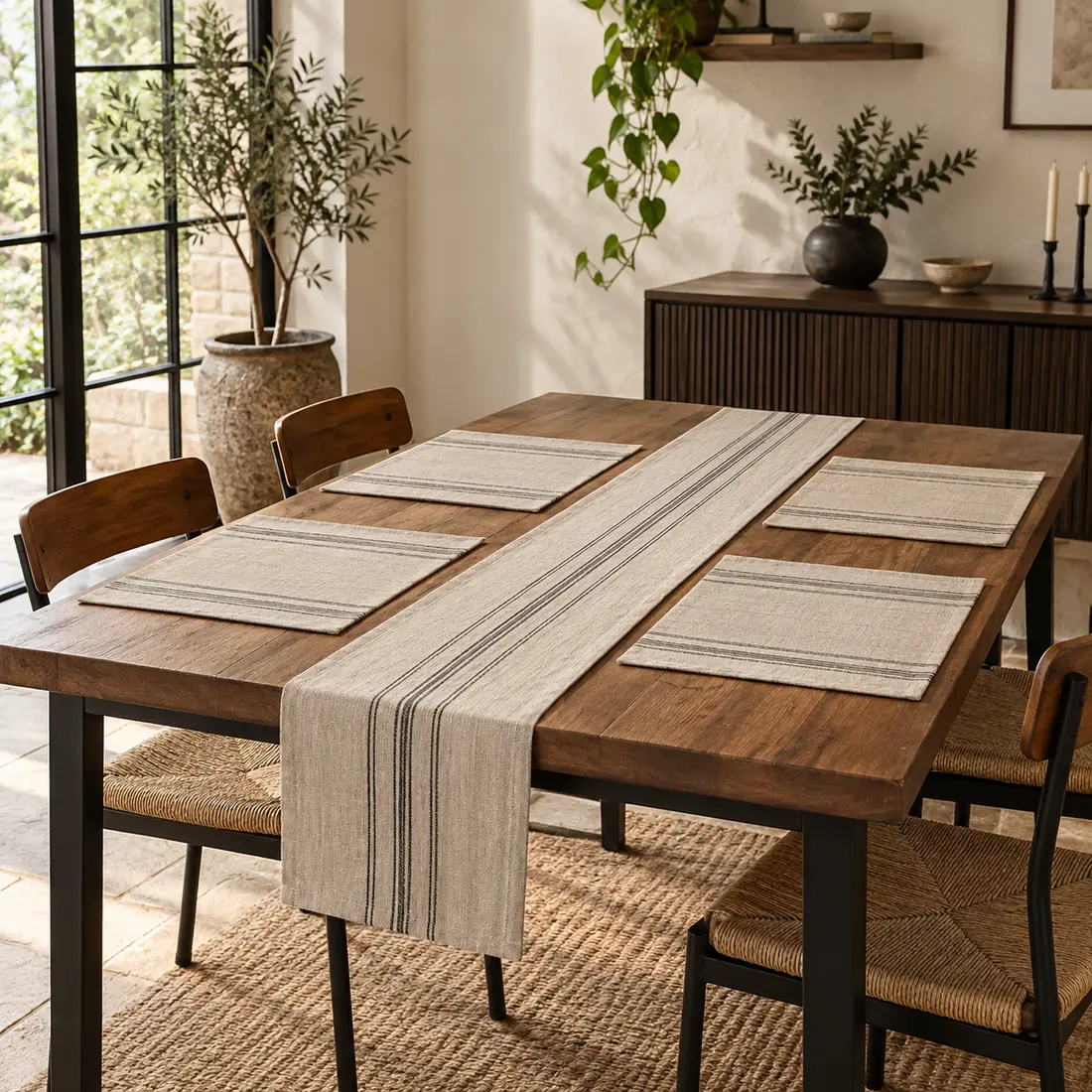 Ridge Table Runner Set styled in a home setting